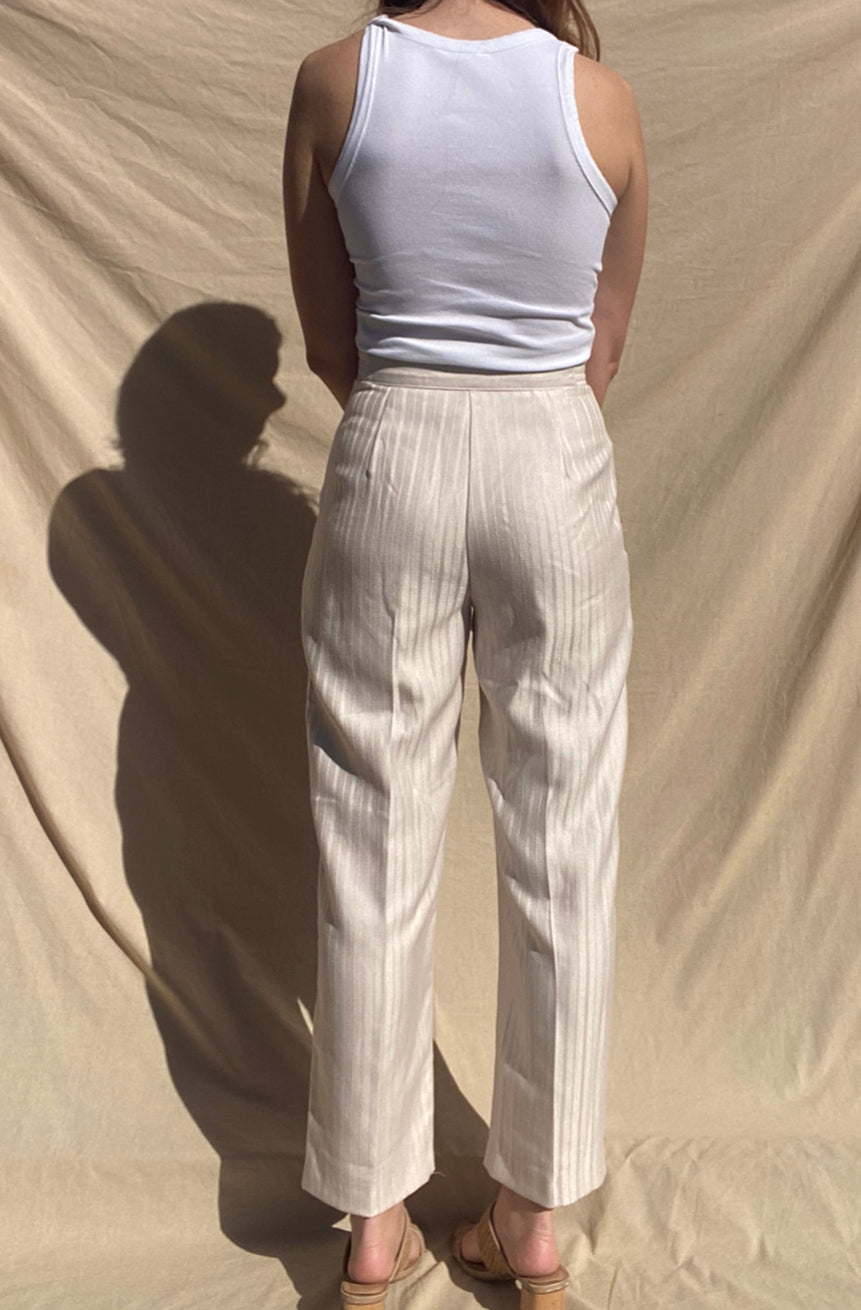 Vintage Cream Stripe Trousers // Size 12