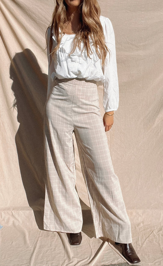 Wide Leg Checkered Pants // Size 8