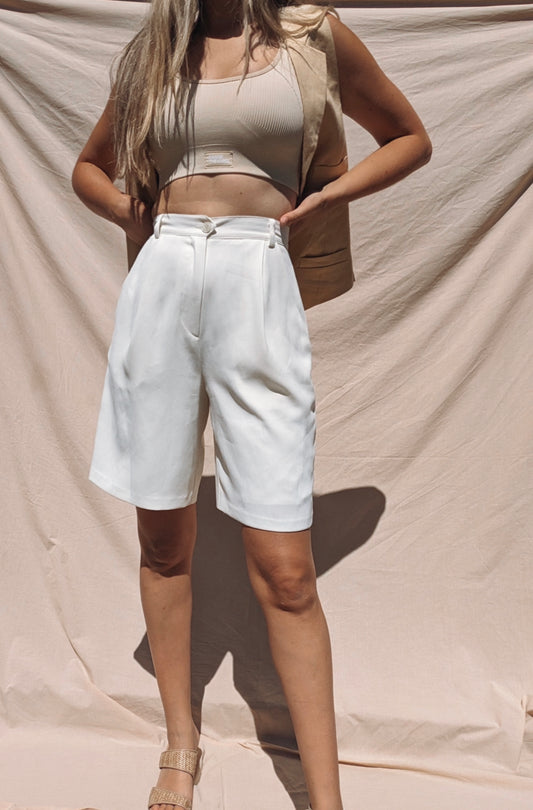 Cream Tailored Shorts // Size 10