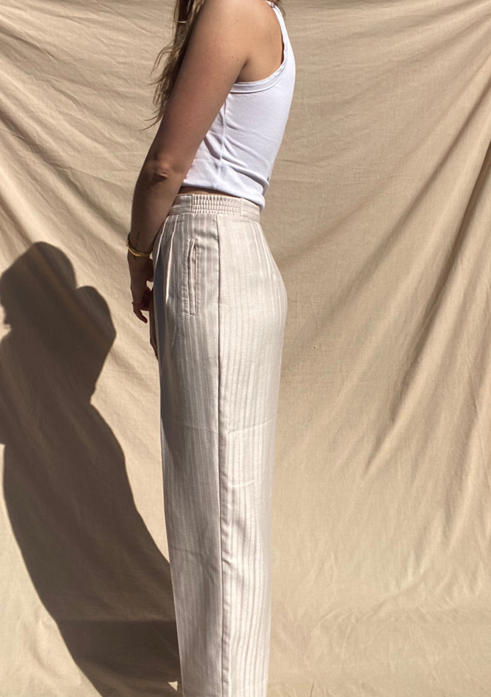 Vintage Cream Stripe Trousers // Size 12