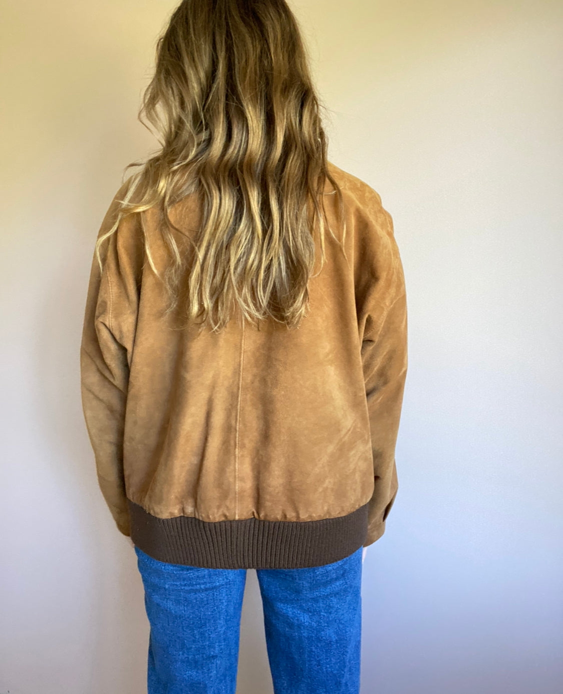 Vintage Brown Suede Bomber Jacket // Size 10-14