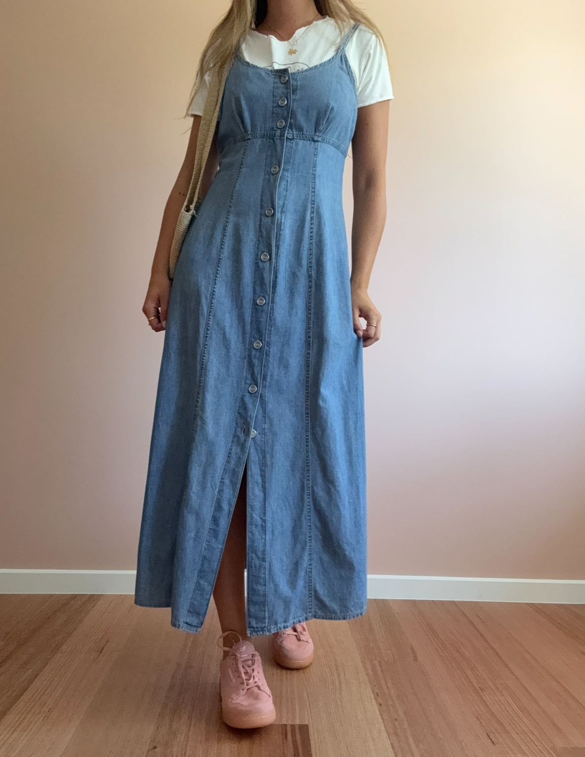 90s Denim Maxi Dress // Size 12