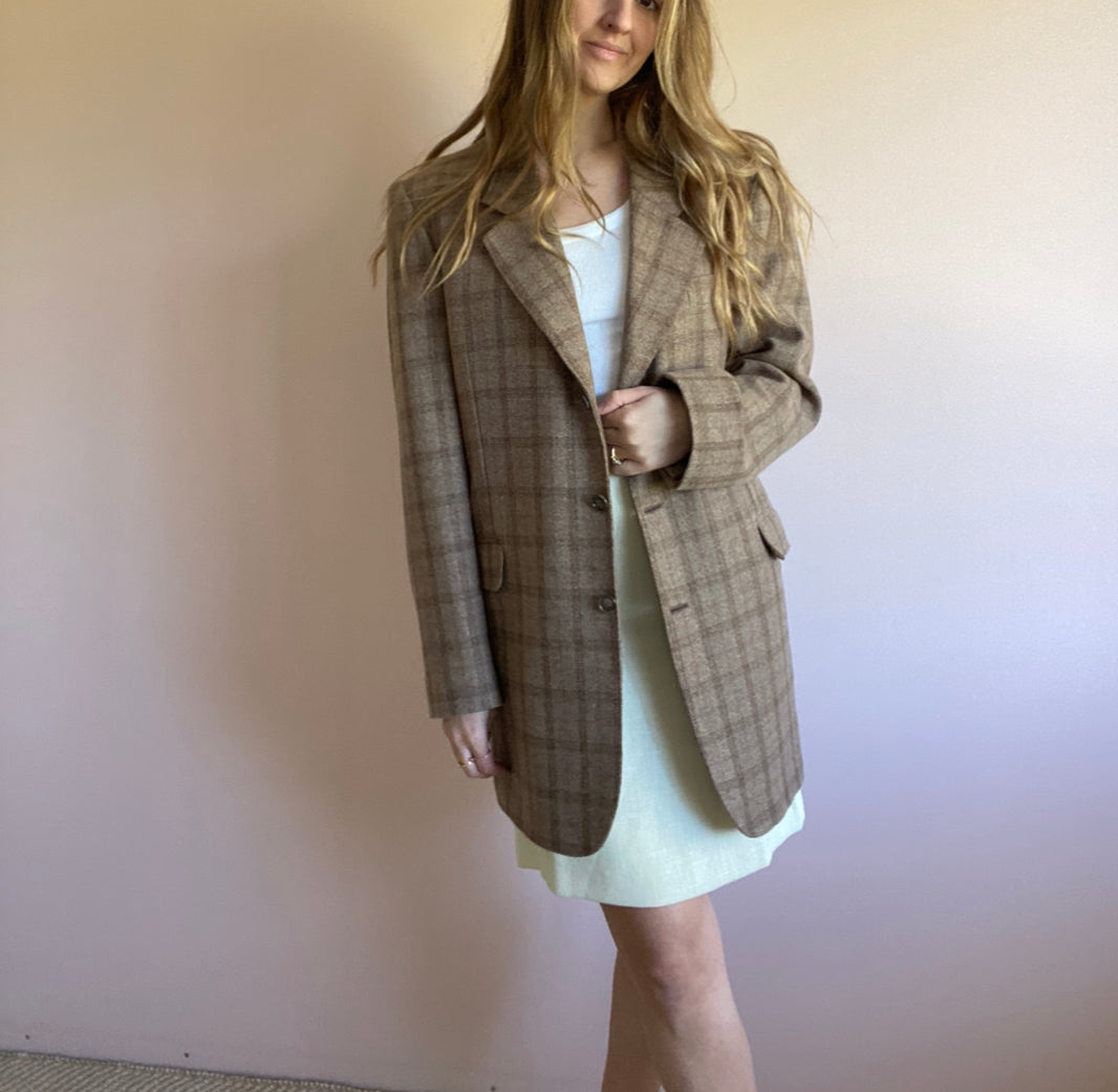 Brown Check Blazer // Size 12-16