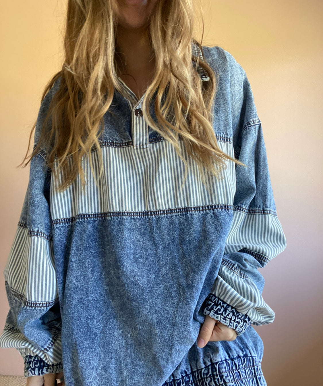 90's Denim Sweater // Size 12-18