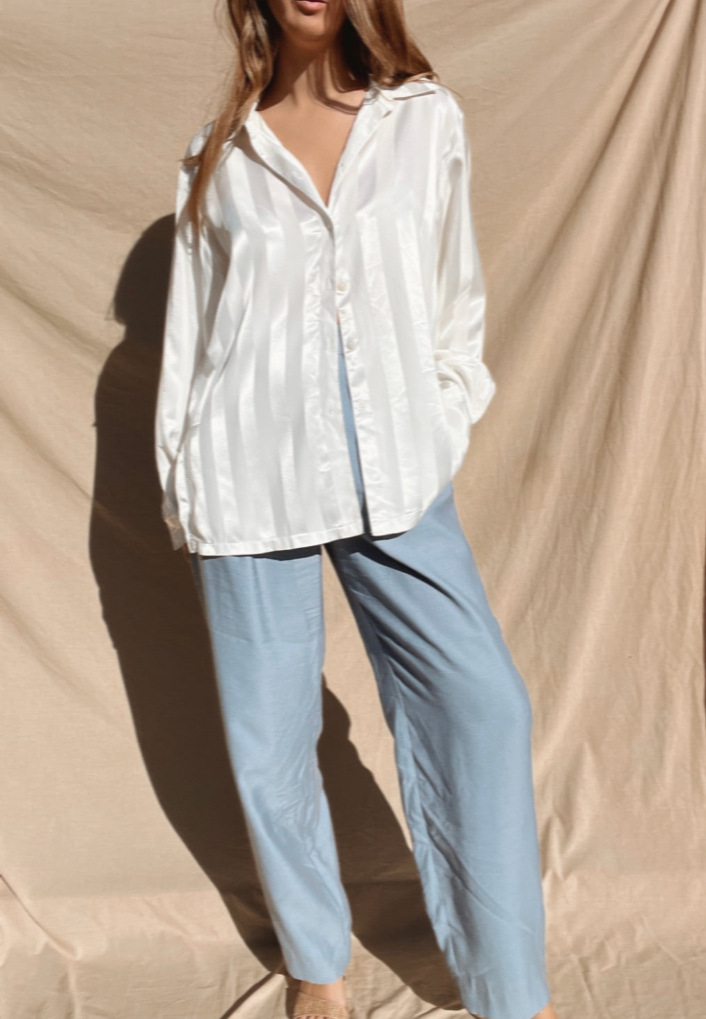 Silky Striped Shirt // Size 16