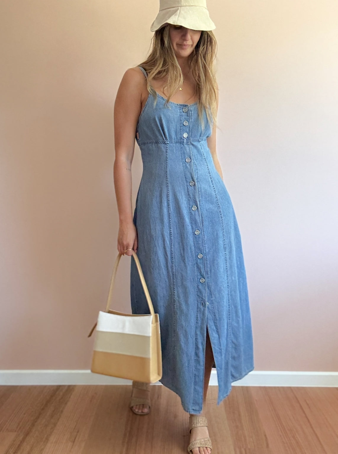 90s Denim Maxi Dress // Size 12