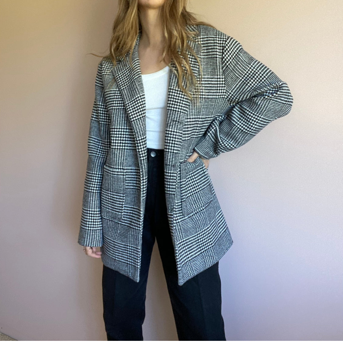 Houndstooth Cotton Jacket // Size XL