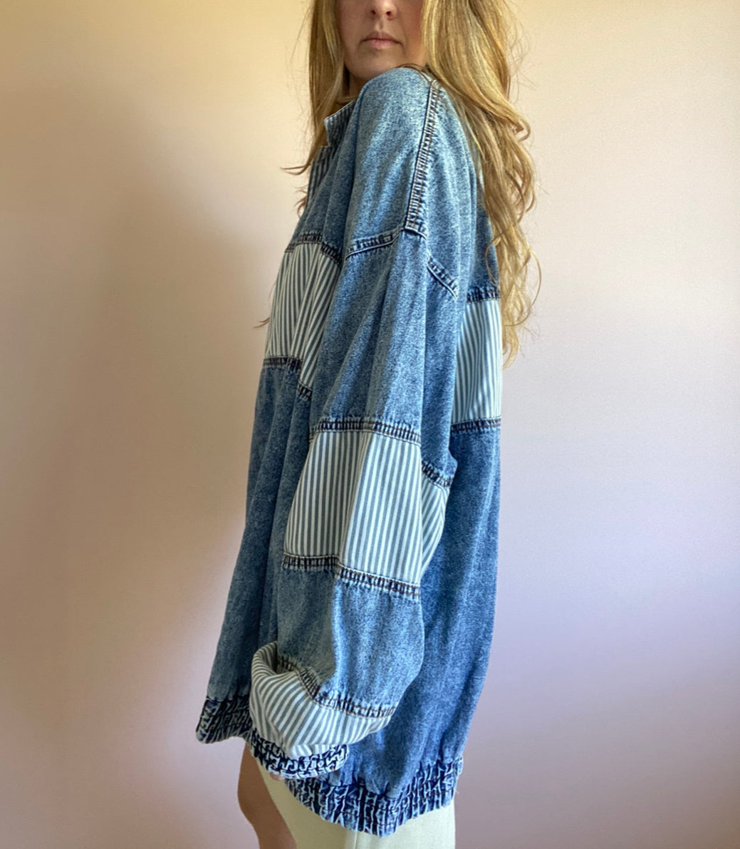 90's Denim Sweater // Size 12-18