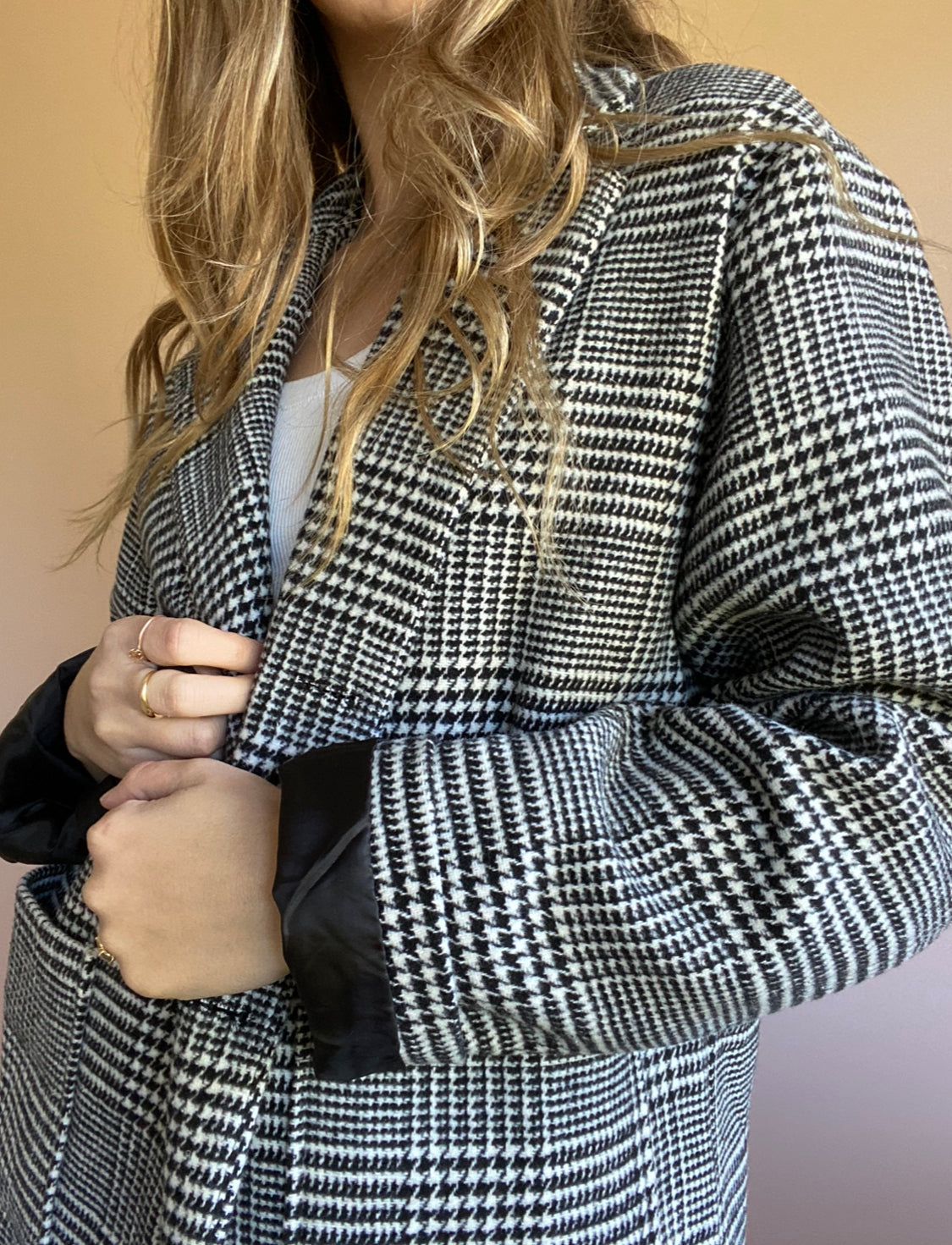 Houndstooth Cotton Jacket // Size XL