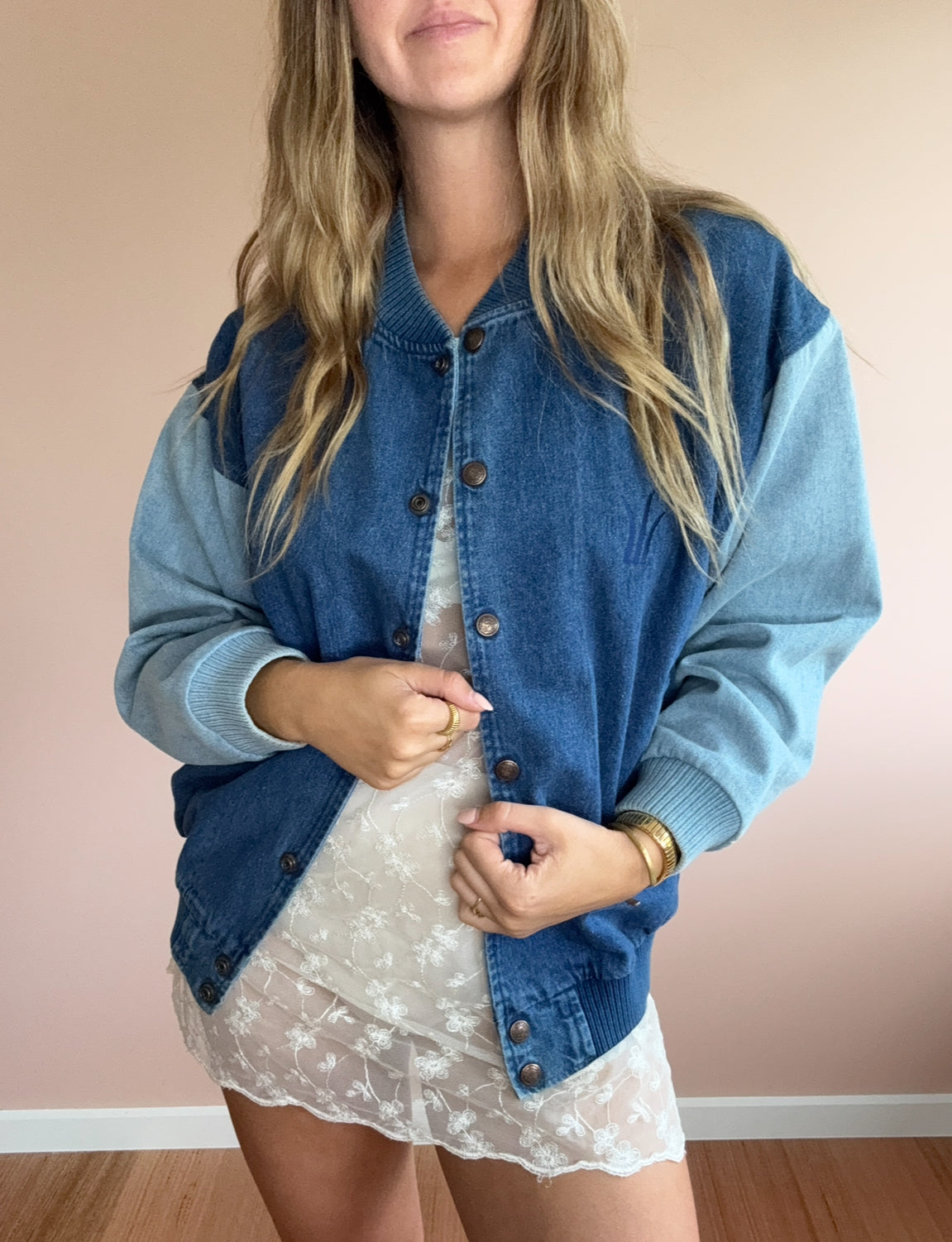 Denim Bomber Jacket // Size S