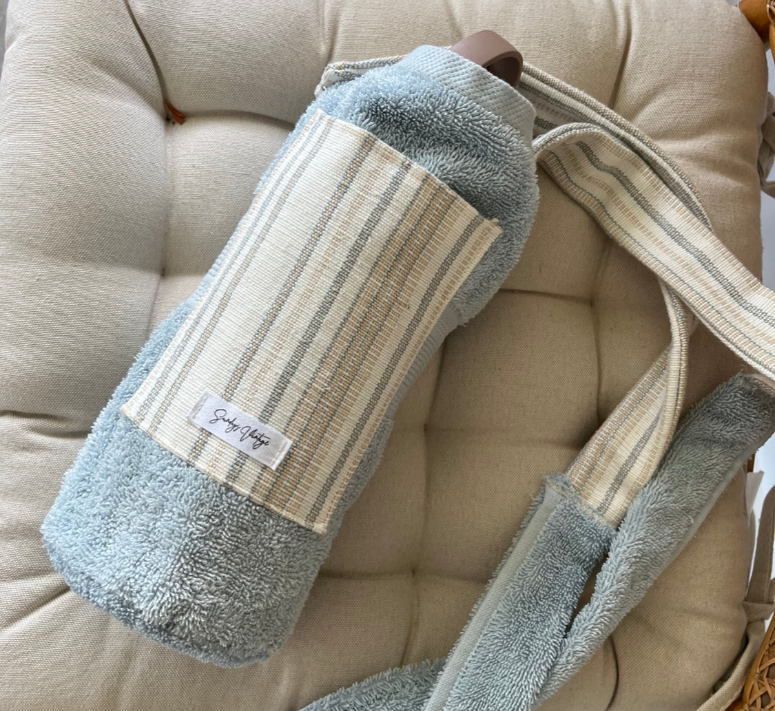 Sundays Bottle Holder // Powder Blue and Stripes