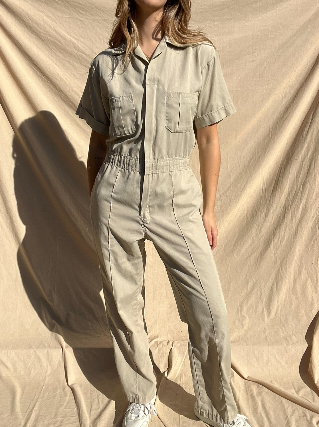 Vintage Beige Boiler Suit // Size 6-10