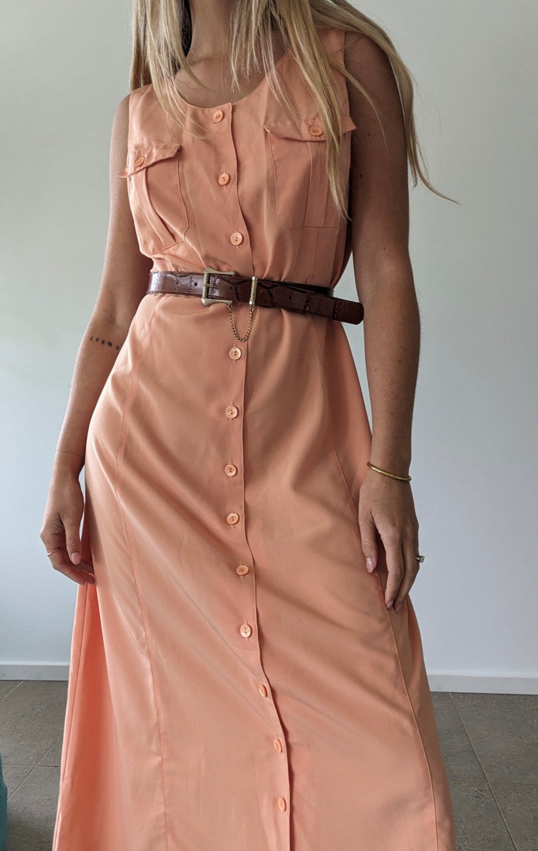 Vintage Peach Dress // Size 14