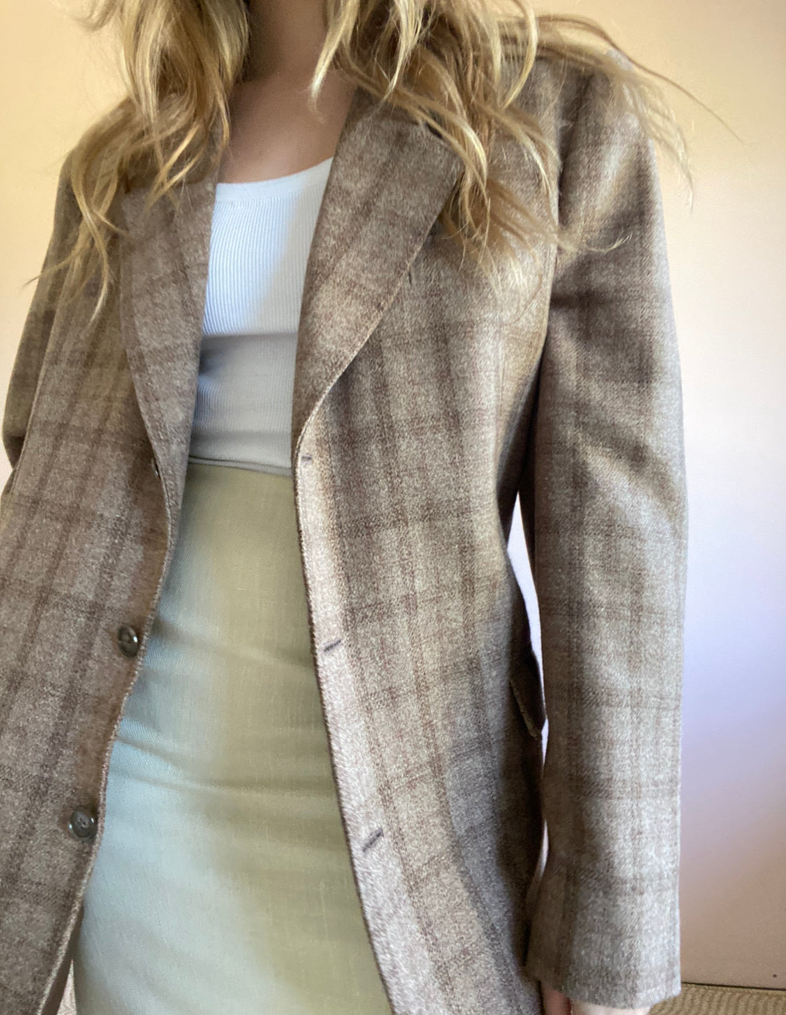 Brown Check Blazer // Size 12-16