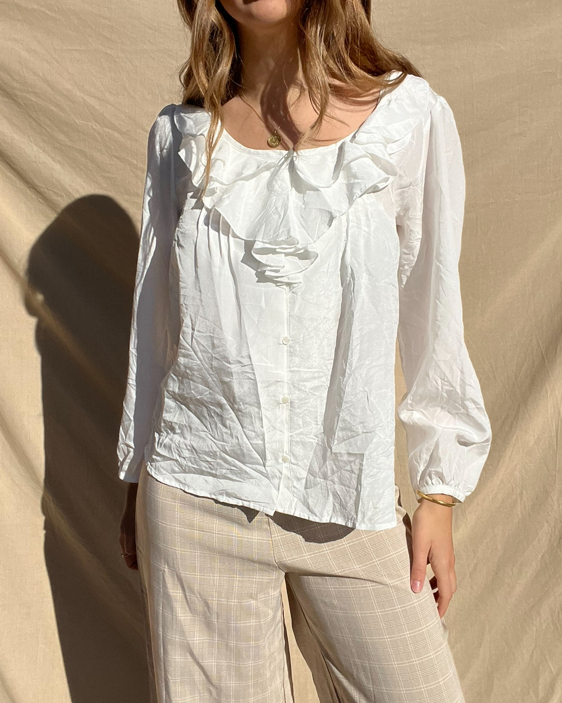 Ruffle Button Up Blouse // Size 8-12