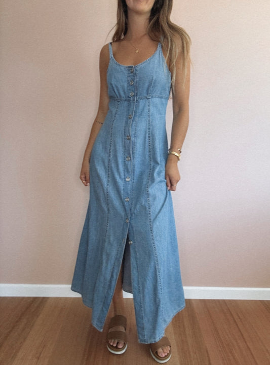 90s Denim Maxi Dress // Size 12