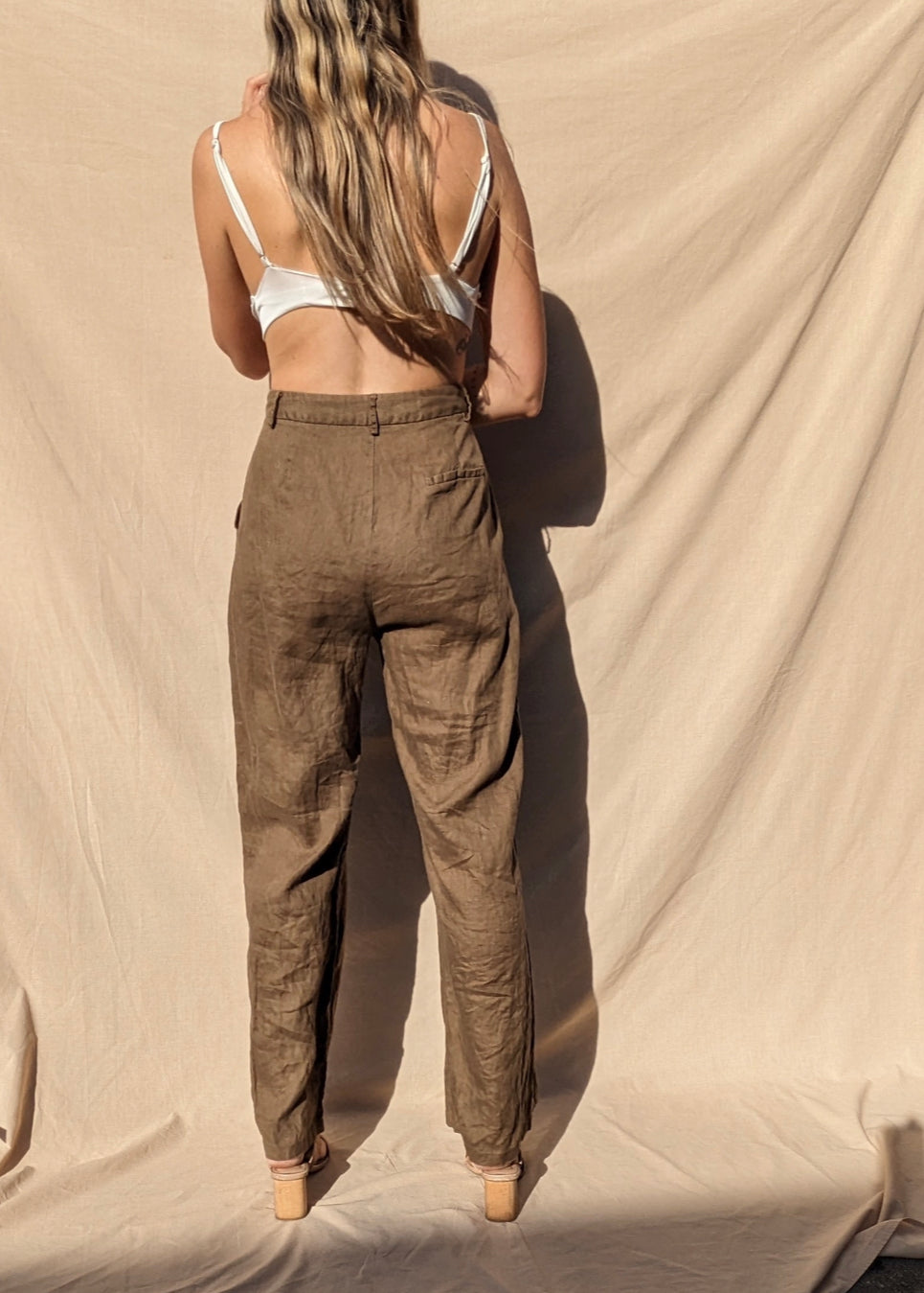 Dissh Chocolate Linen Pants // Size 10