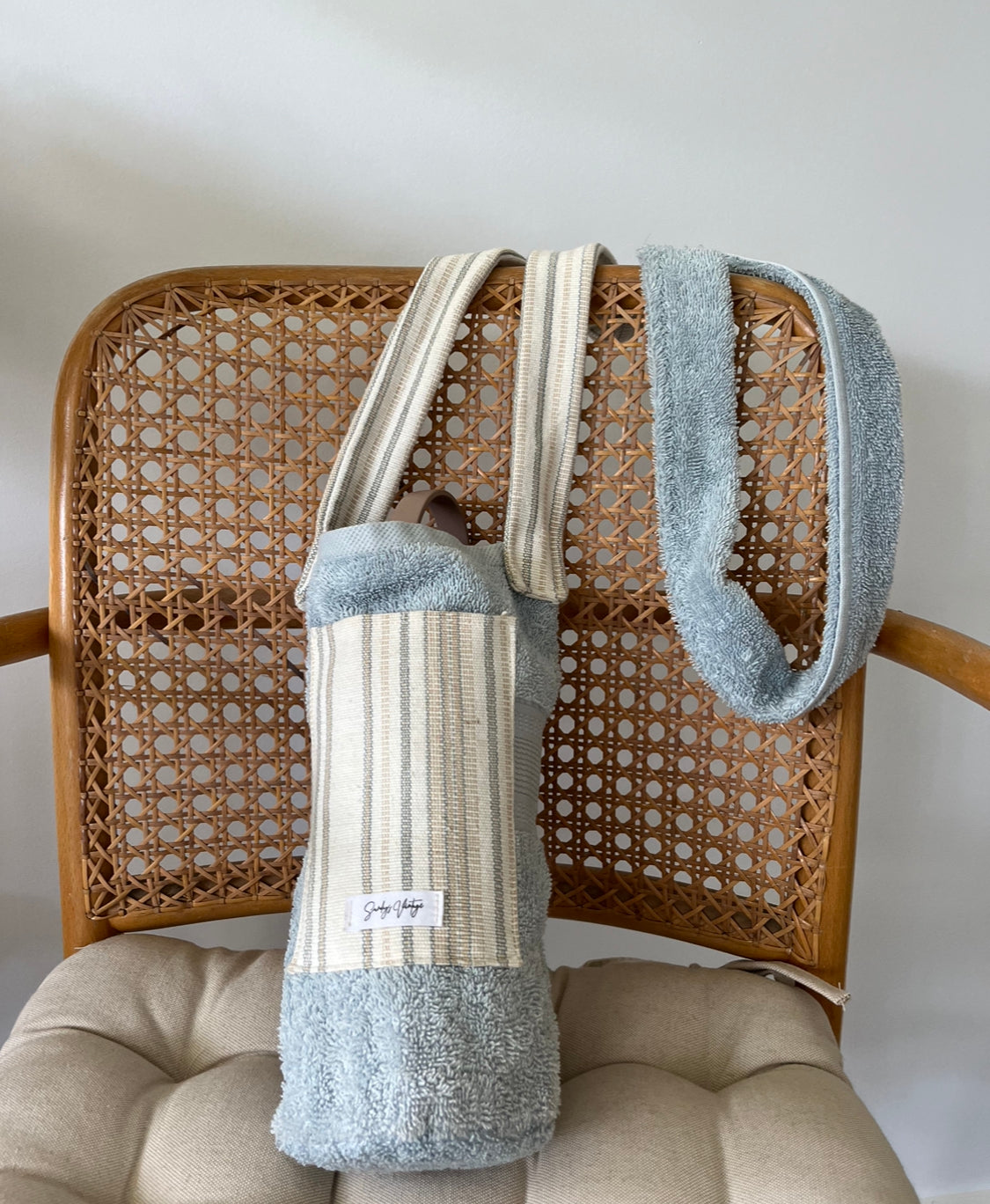 Sundays Bottle Holder // Powder Blue and Stripes