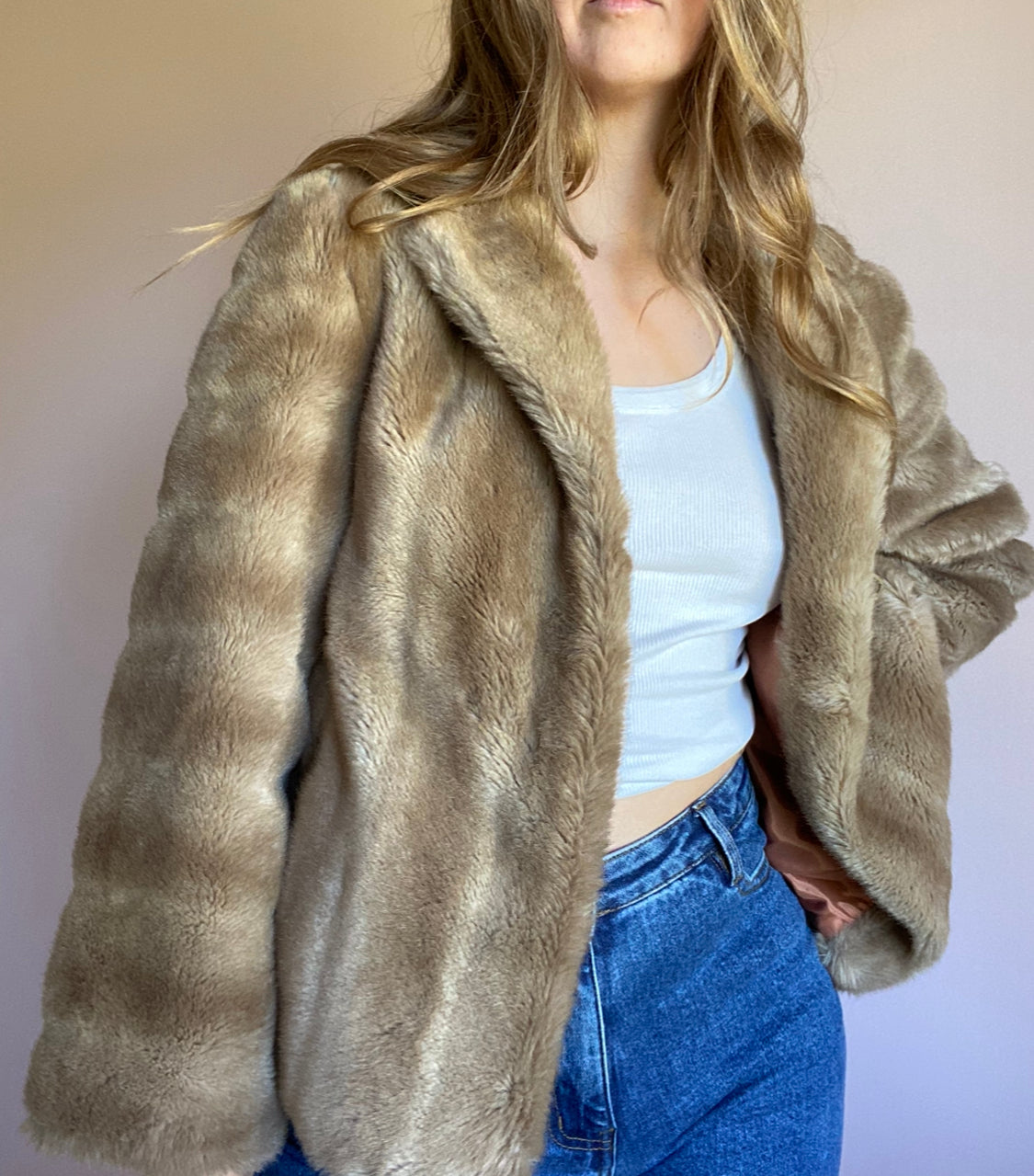 Vintage Dynamink Faux Fur Jacket // Size 12