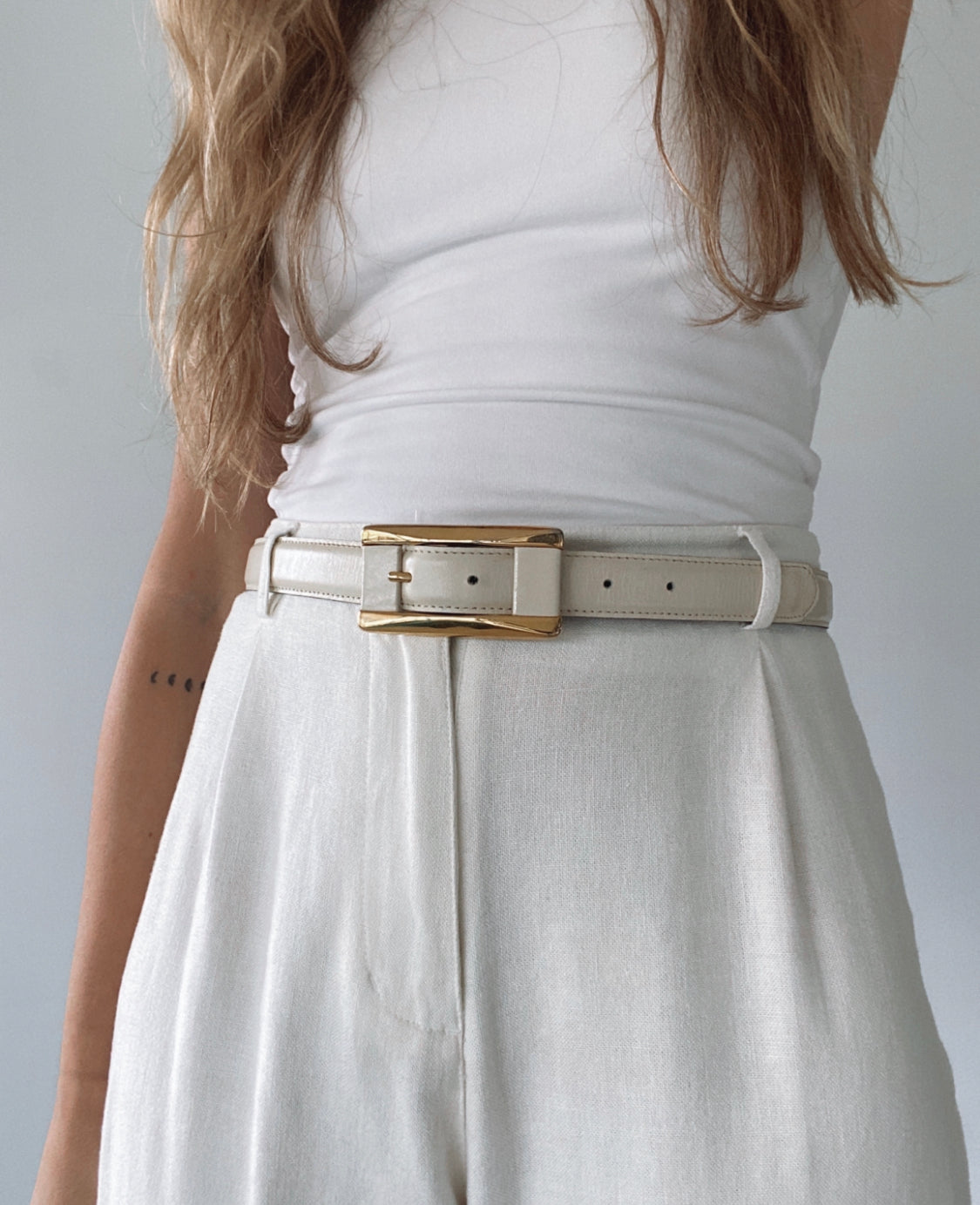 Ivory Leather Belt