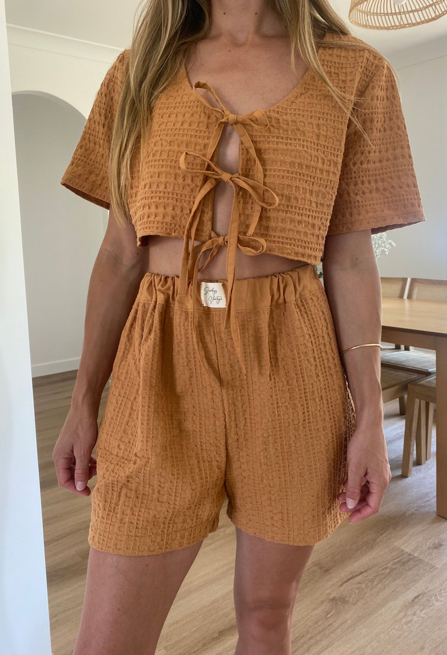 Waffle Short Set - Rust