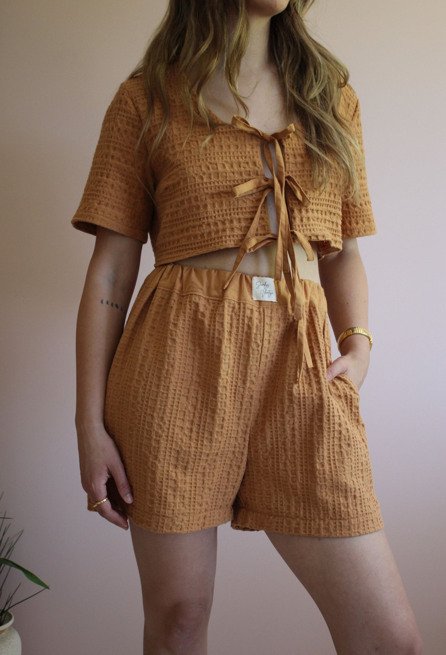 Waffle Short Set - Rust