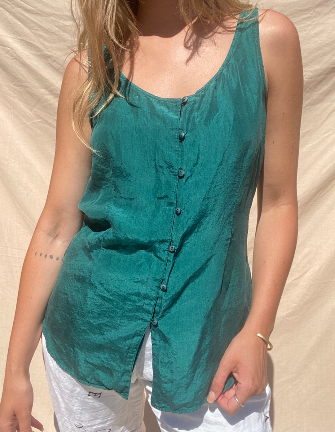 Silk Button-Up Tank // Size M