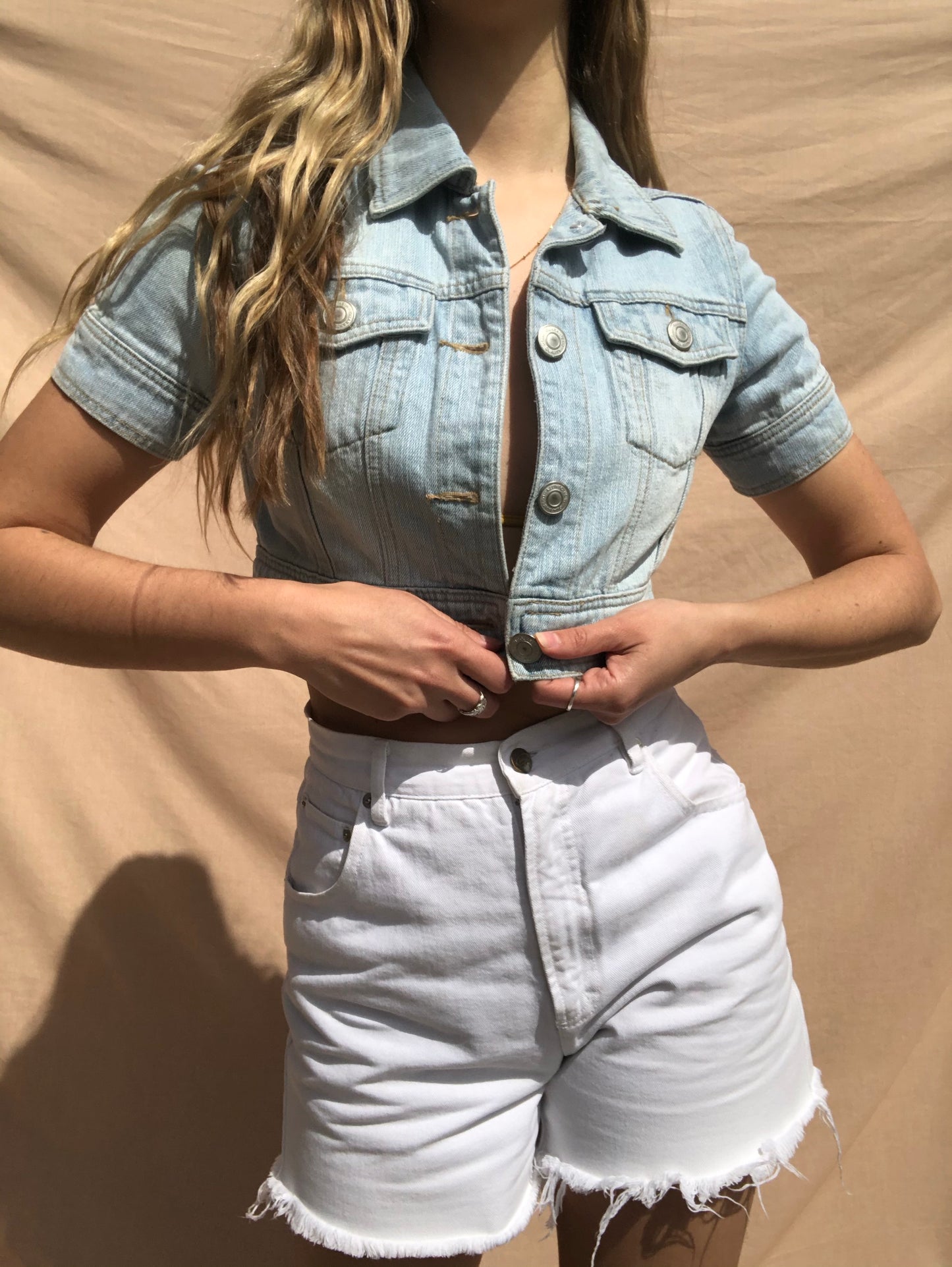 Vintage Denim Cropped Jacket // Size M