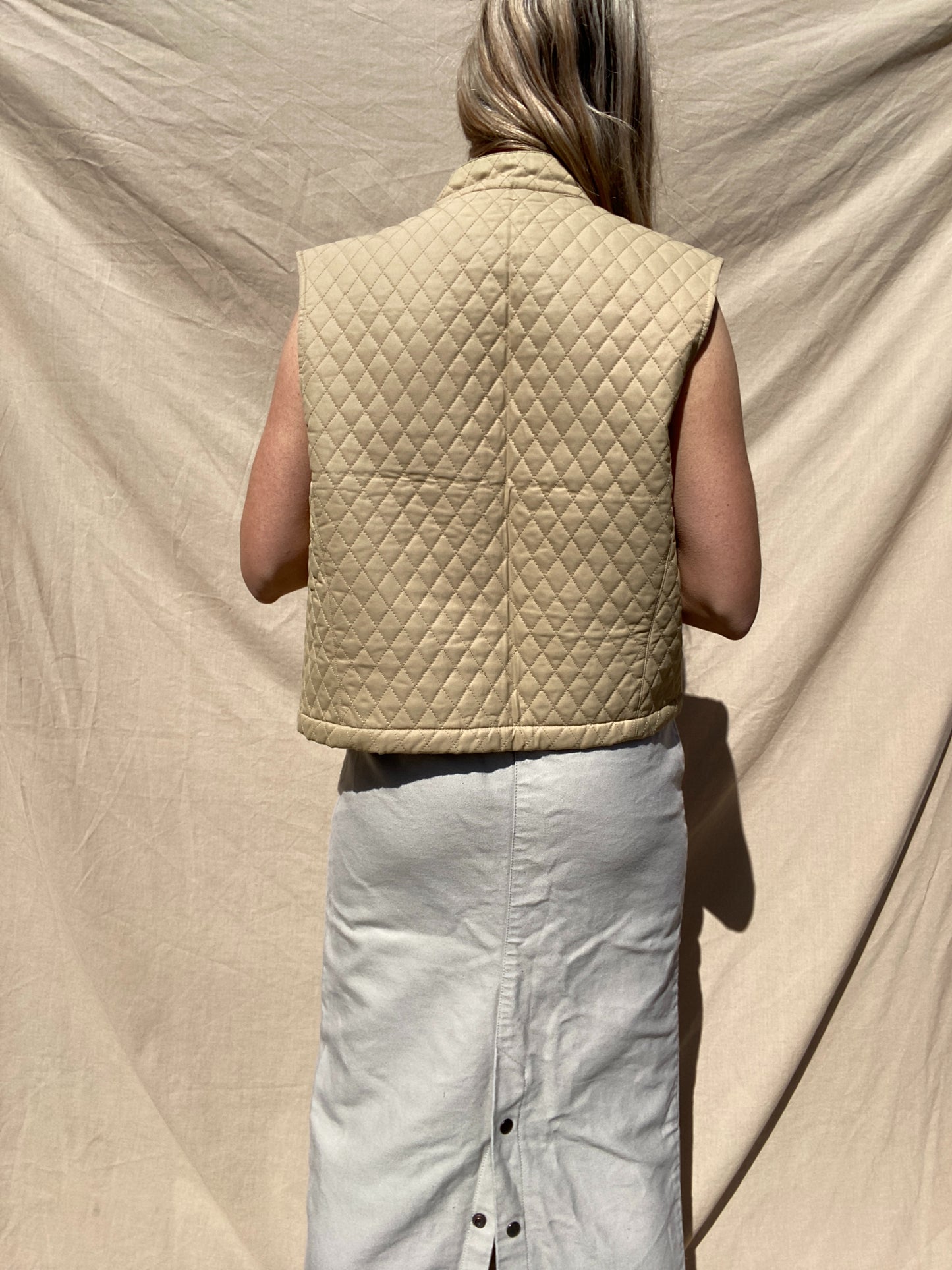 Quilted Beige Vest // Size 10