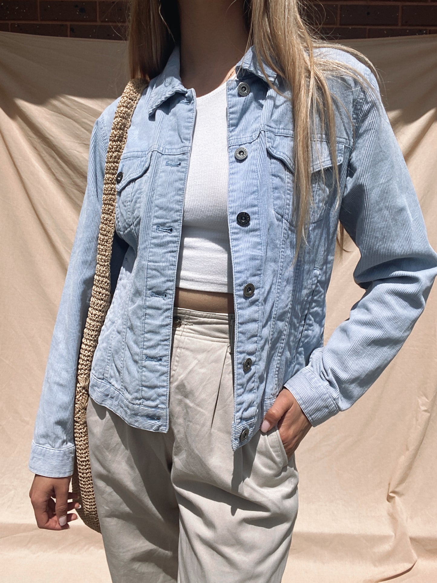 Baby Blue Corduroy Jacket // Size M