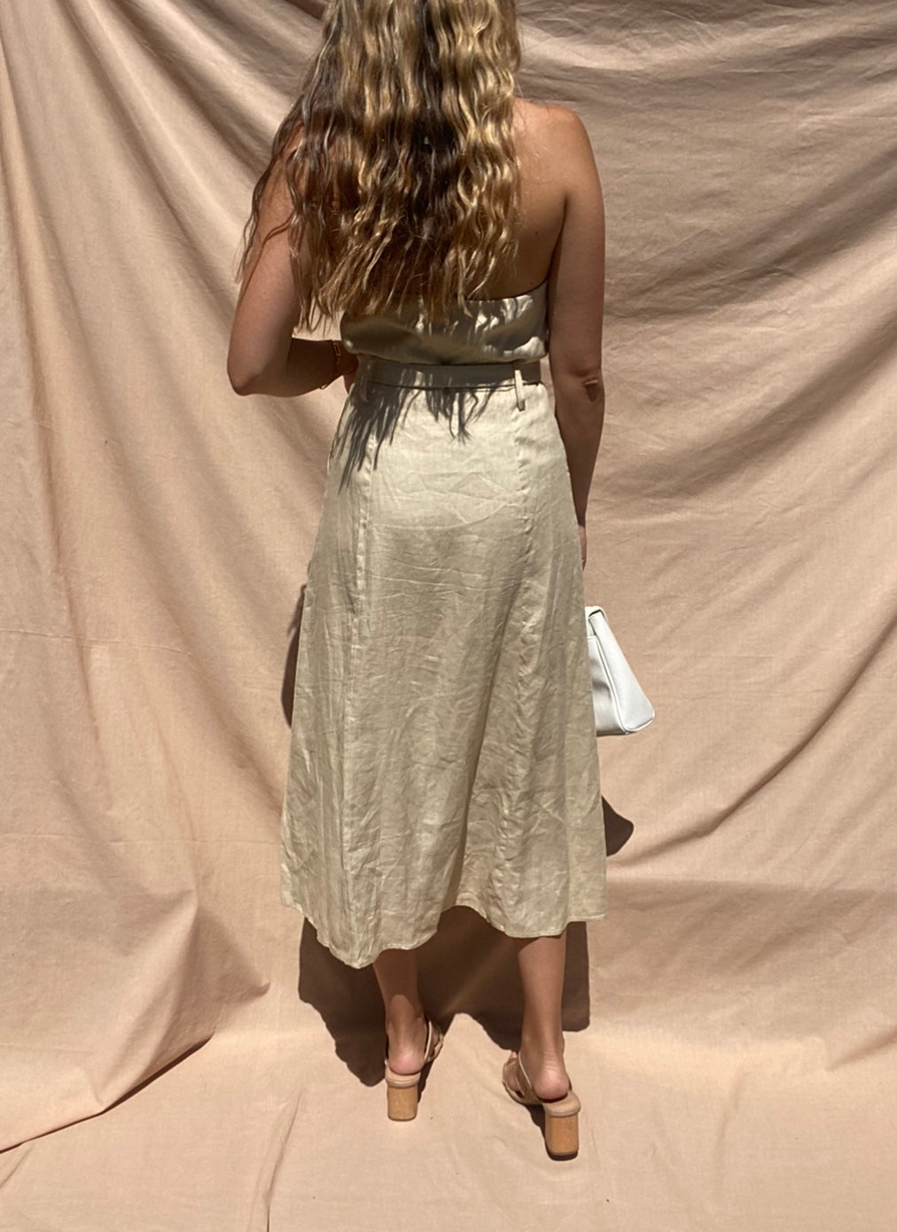 Linen Beige Maxi Dress // Size 8