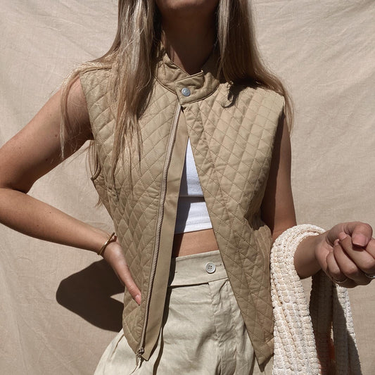 Quilted Beige Vest // Size 10