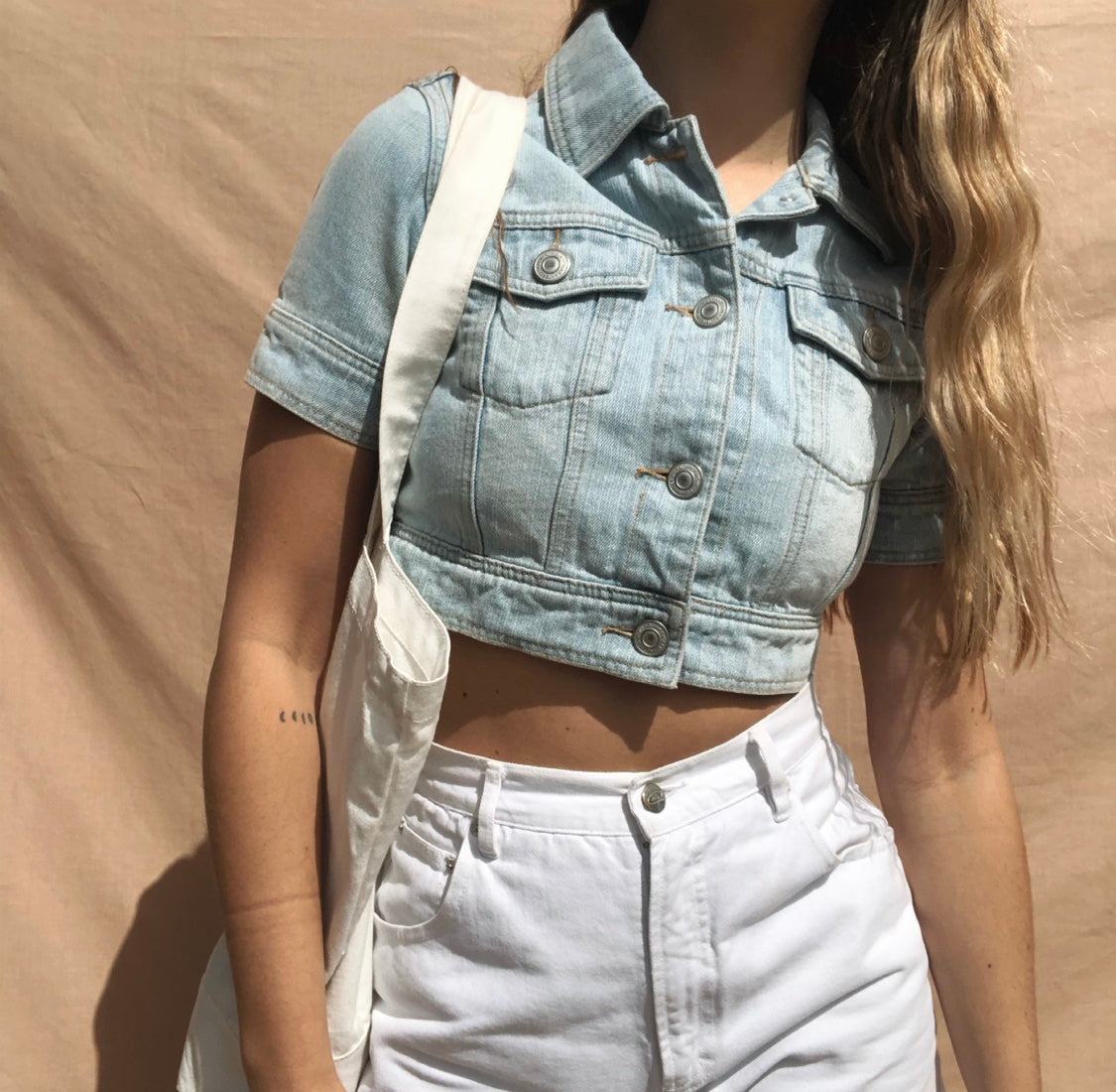 Vintage Denim Cropped Jacket // Size M