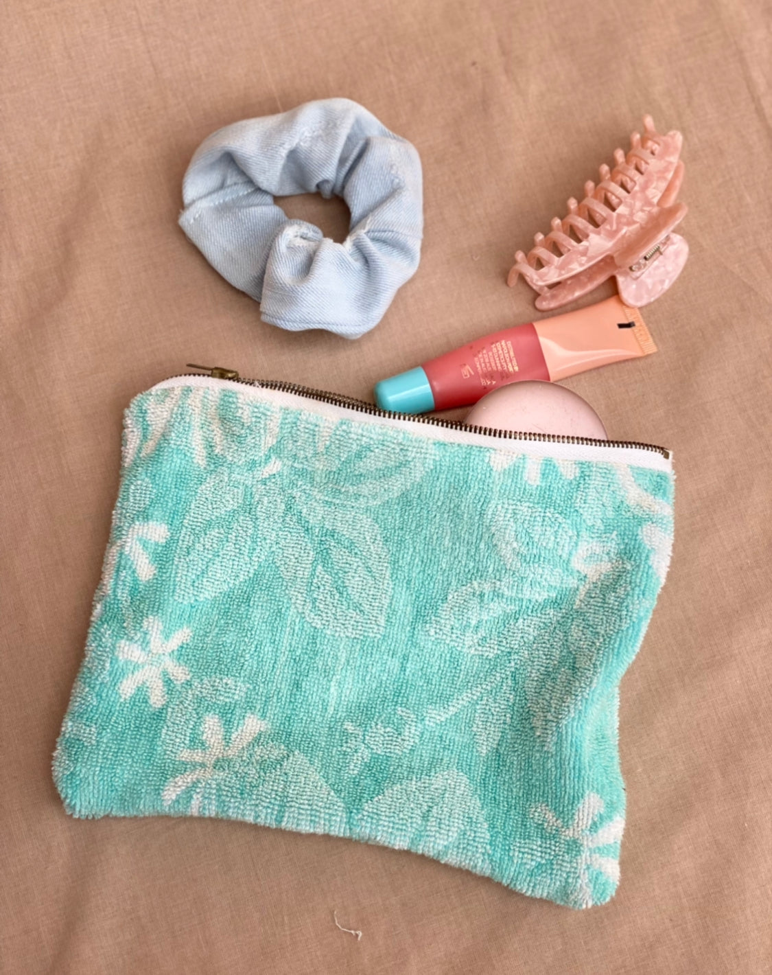 Turquoise Towelling Pouch