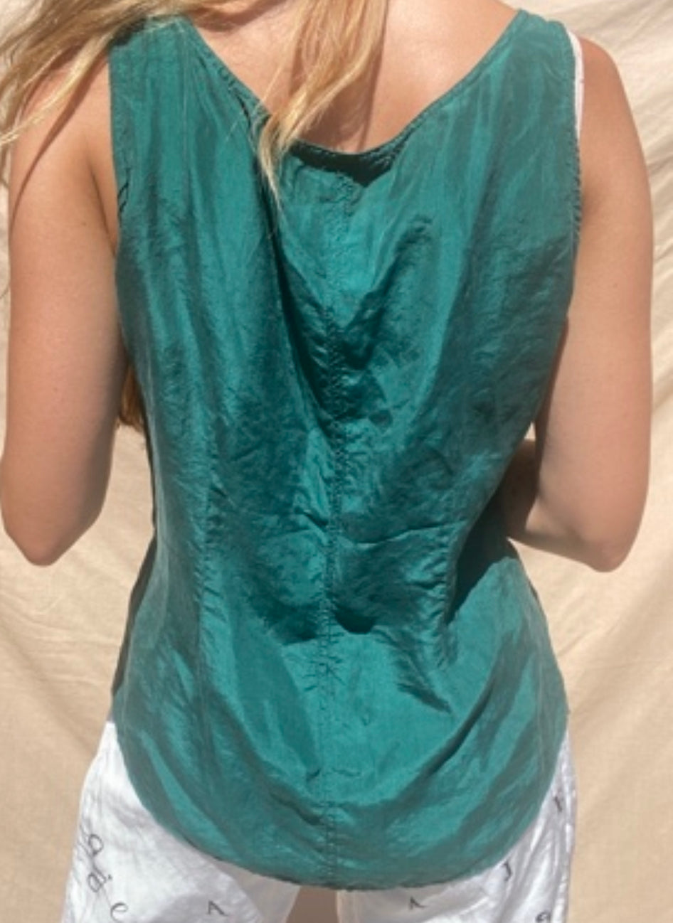 Silk Button-Up Tank // Size M