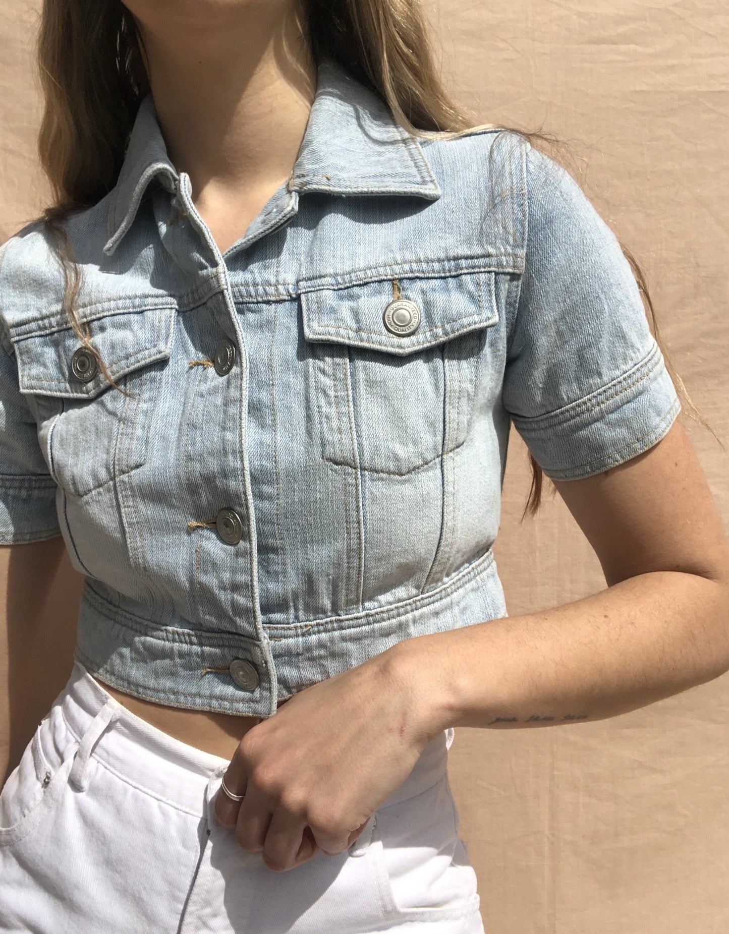 Vintage Denim Cropped Jacket // Size M